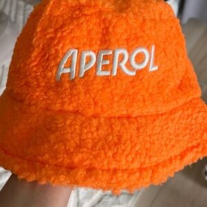 Adults  Orange Sherpa fuzzy Bucket Hat Aperol